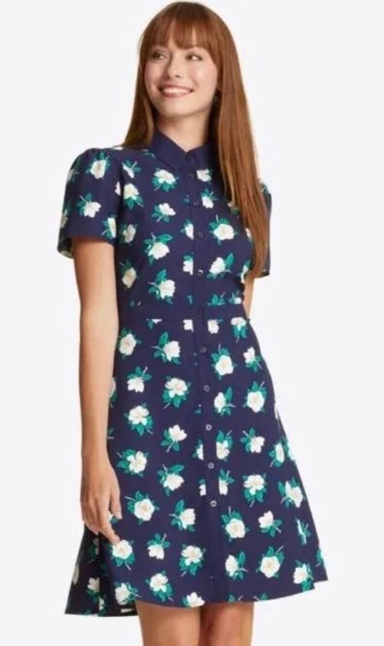 Draper James Faith Navy Magnolia Shirt Dress Size 0